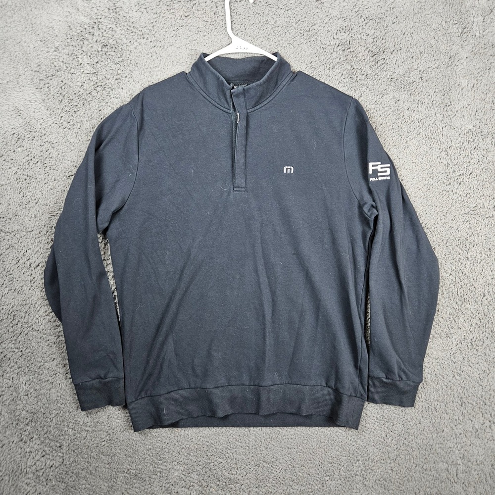 TravisMathew Mens Full Swing 1/4 Zip Pullover Sweatshirt Black Size Large